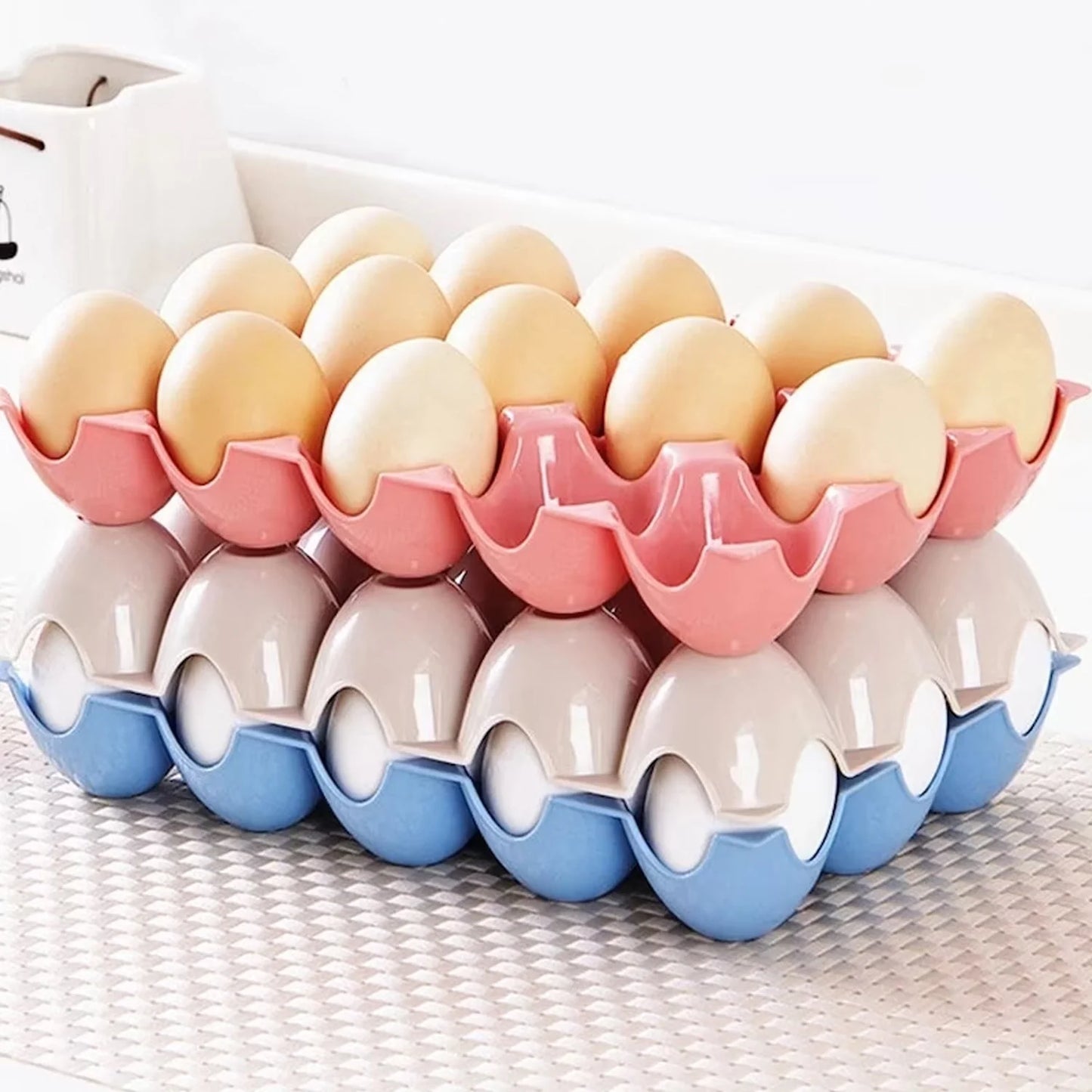 15-Egg Plastic Storage Tray Set (4-Pack)