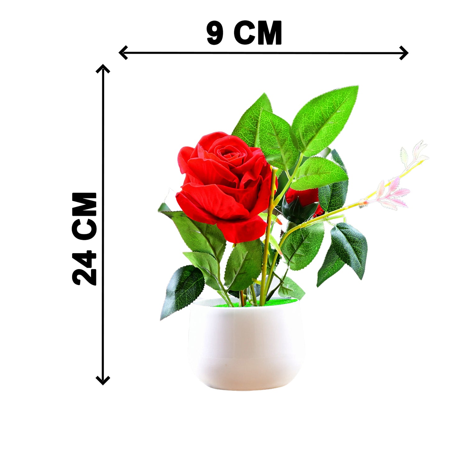 4863 Artificial Rose Flower Plant With Pot For Home Office Or Gift