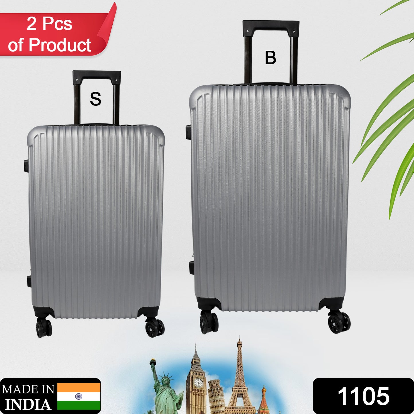 1105 Trolley Bag Big And Small Suitcase Bag For Men  Women Use Bag ( Set Of 2 )