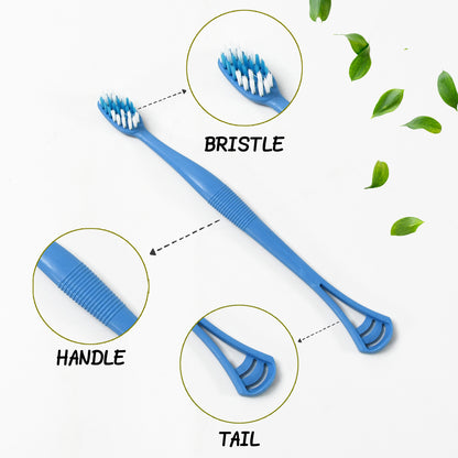 2-in-1 Toothbrush & Tongue Scraper (Soft Bristle, 8pcs)